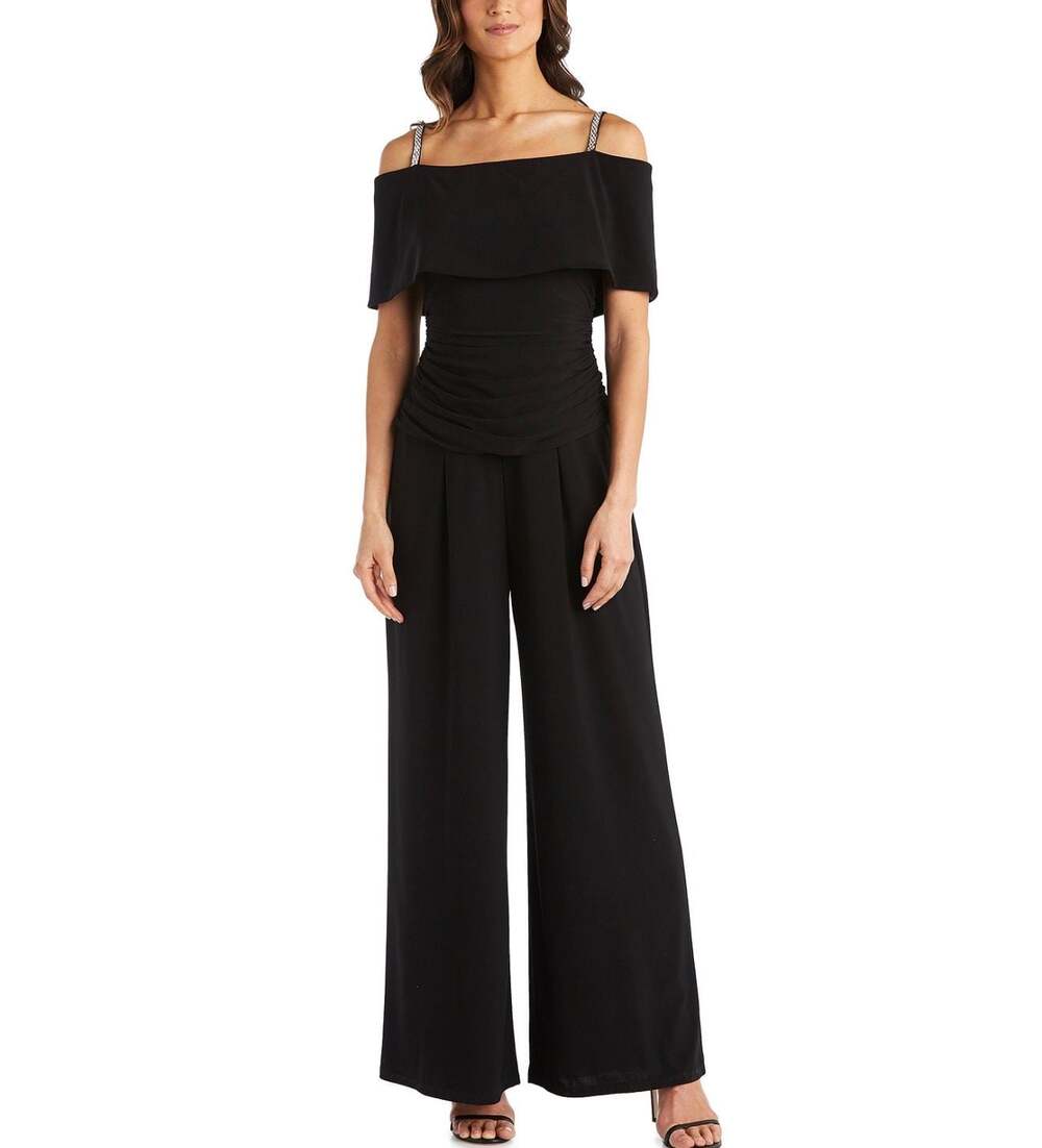 R&M Richards Jumpsuits Plus Size 20W Embellished Black One-Piece